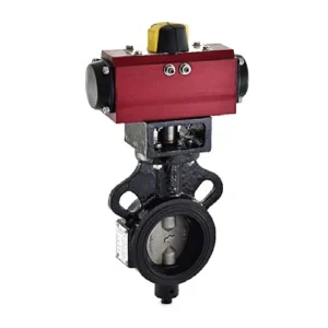 Zoloto Butterfly Valve (Wafer Type), PN 1.0 with Pneumatic Actuator Body S.G Iron, Pneumatic Actu
